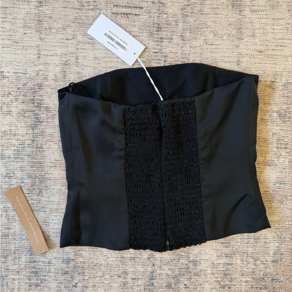 NWT Reformation Giorgia Satin Top Black Strapless Size 0 - Picture 3 of 6